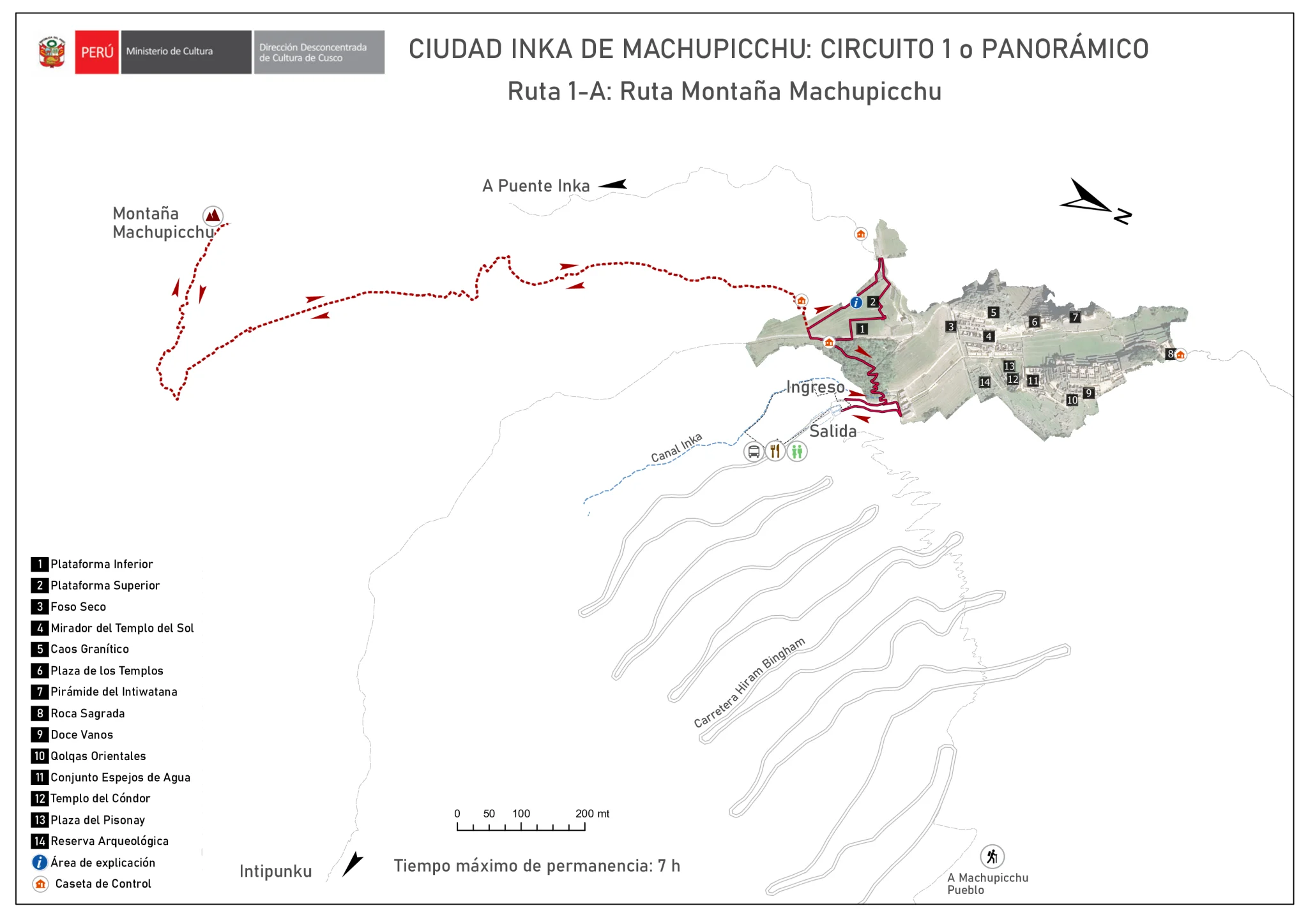 Official map - Route 1-A: Machupicchu Mountain