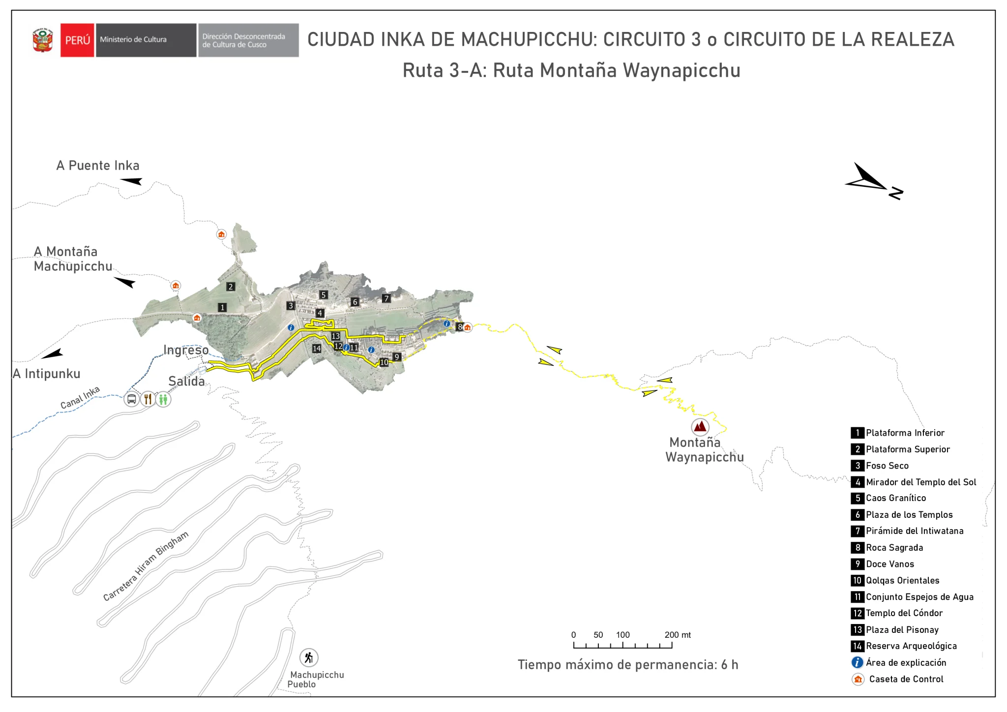 Official map - Route 3-A: Waynapicchu Mountain