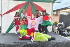 Dreamy Tours team and participants wearing Christmas costumes in Saylla, 2024