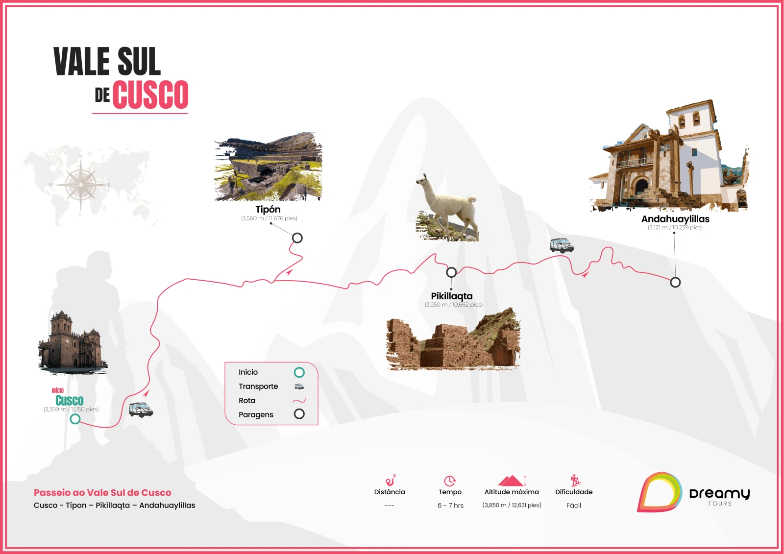 Mapa del Tour Waqrapukara Full Day