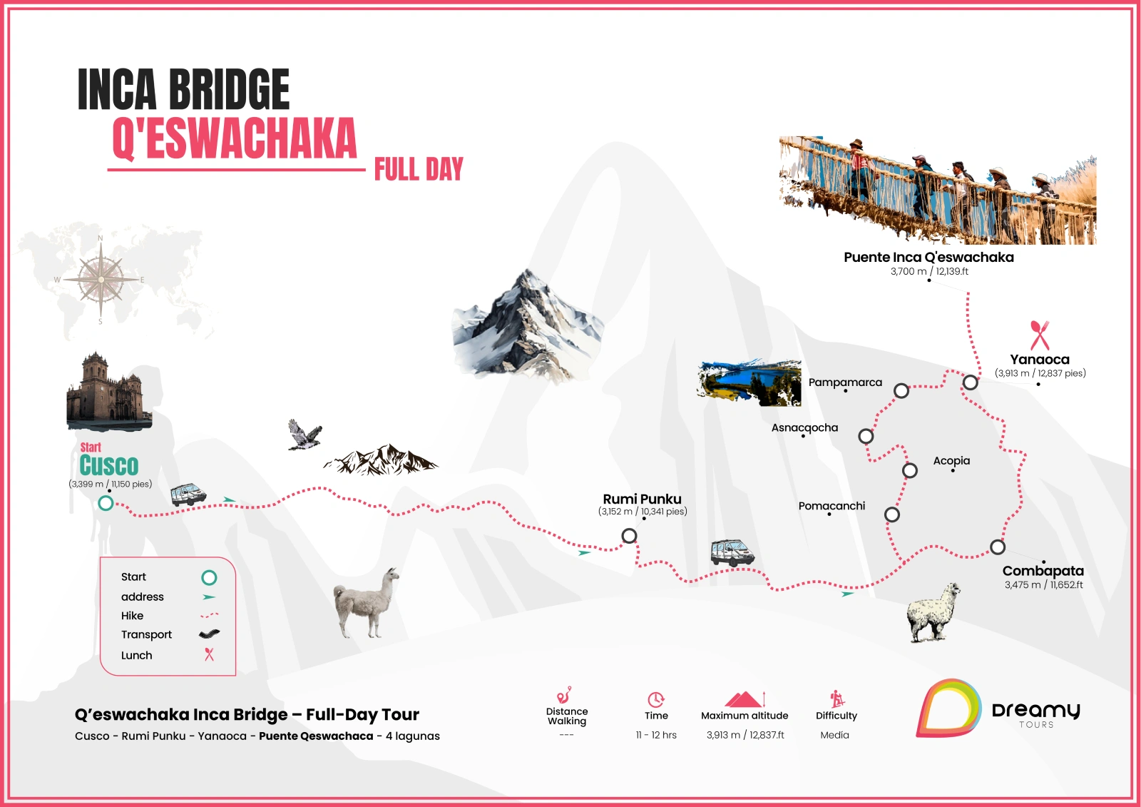 Qeswachaka Bridge Full Day Tour Map